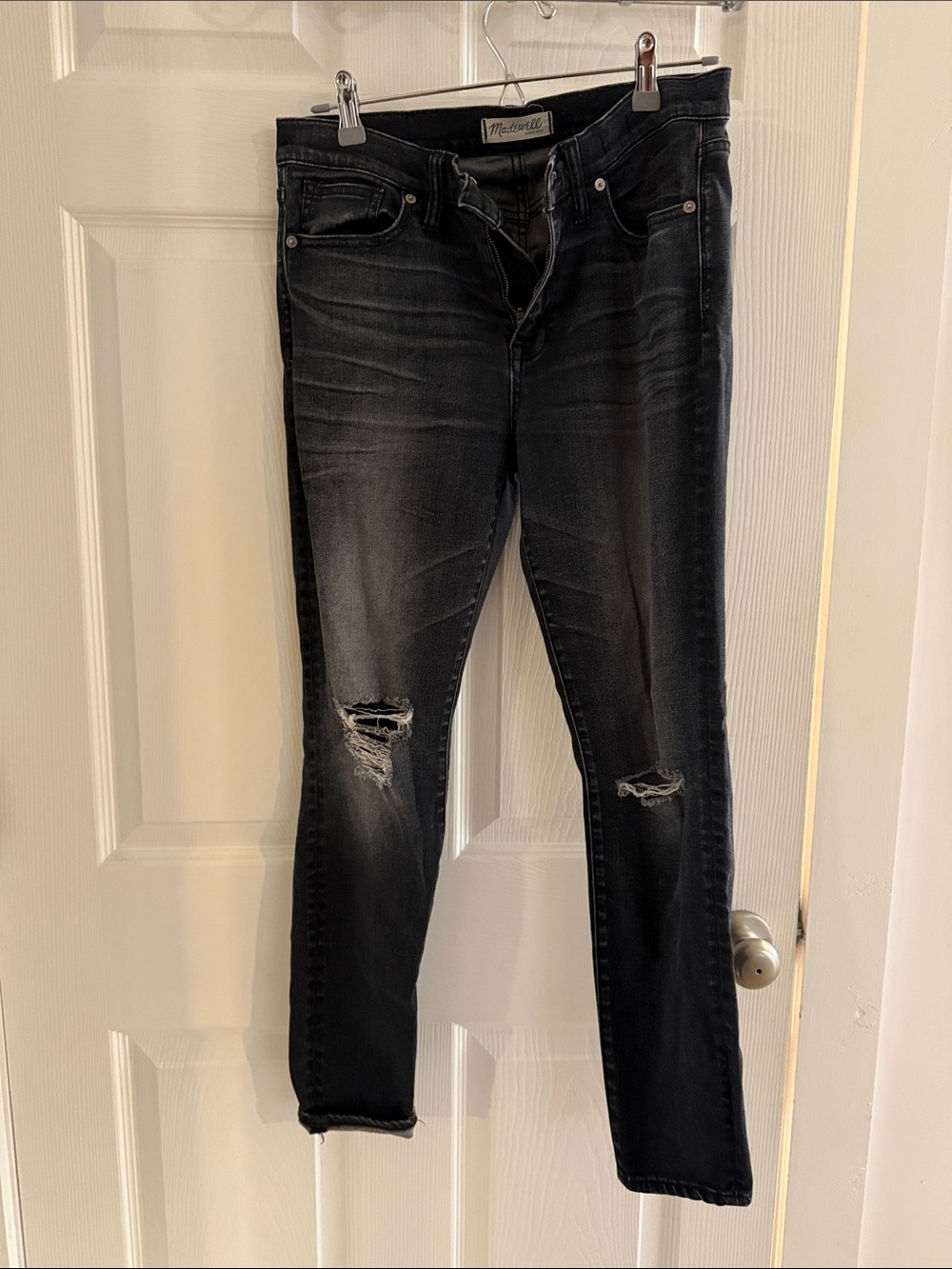 Madewell Black High Riser Distressed Skinny Jeans